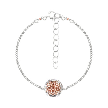 Pulsera Diamantes 1 Redondo Plata Ajustable Rosa